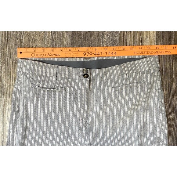 J Jill Women’s Linen Stretch Pants Size 10 Blue White Stripe Pull-On Lightweight - Picture 11 of 14